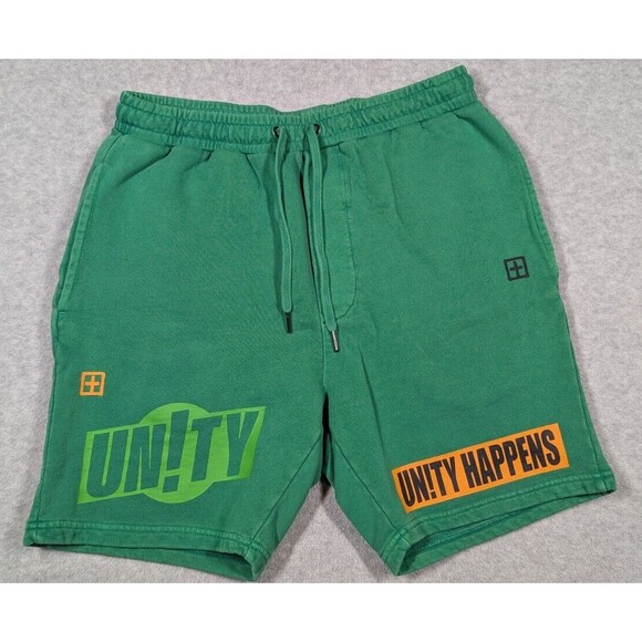 ksubi Other - Ksubi Men Shorts Large Retro Thick Knit Unity‎ Happens Graphic Athletic Cotton